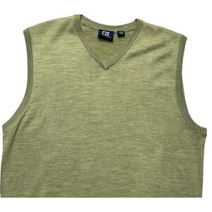 Cutter & Buck Sweater Vest Mens XL Olive‎ Green Merino Wool Blend Classic Golf